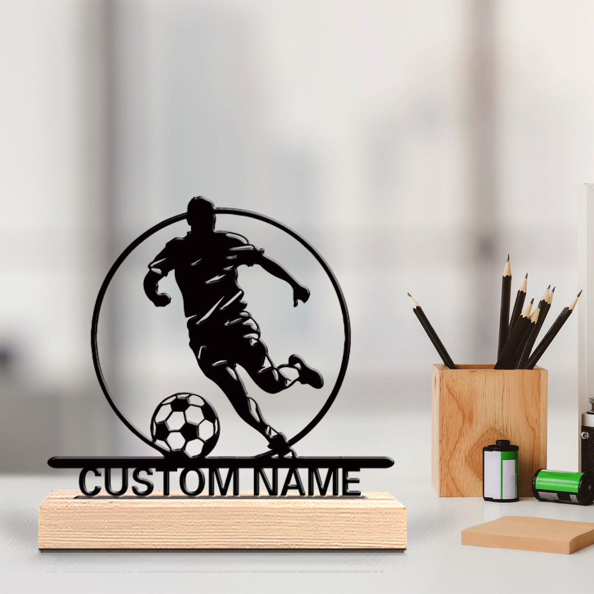 Office Furniture Installation - Custom Soccer Player Metal Statue with